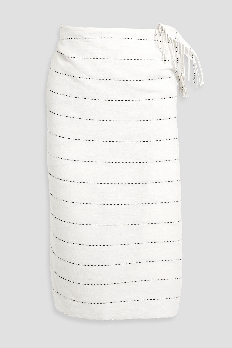 Totême Fringed Striped Linen And Cotton-blend Pareo