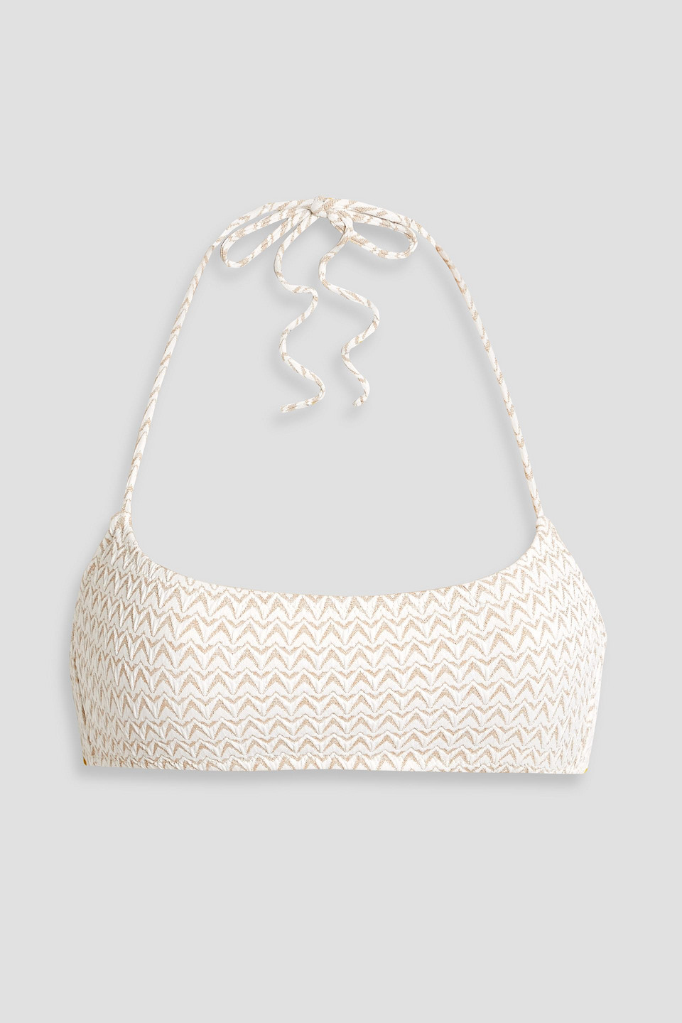 The Odessa metallic stretch-jacquard bikini top