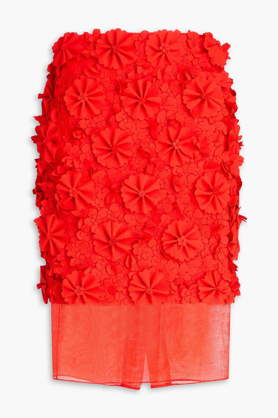 Zimmermann Floral-appliquéd Linen Pencil Skirt