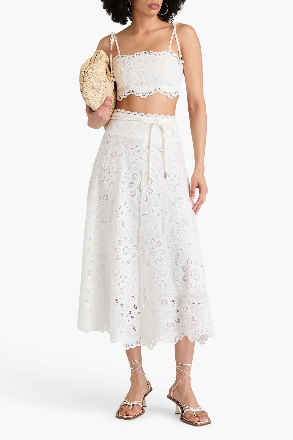 ZIMMERMANN Bustier aus Guipure-Spitze aus Baumwolle mit Verzierung