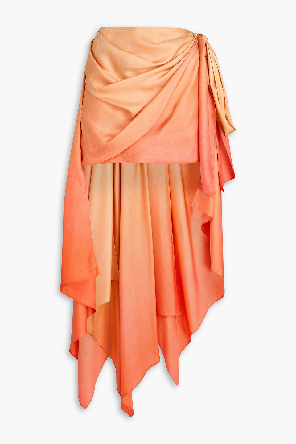 zimmermann - draped dégradé silk-twill mini skirt - orange - 00