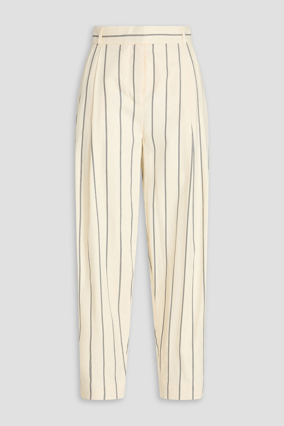 Zimmermann Pleated Striped Linen-blend Tapered Pants