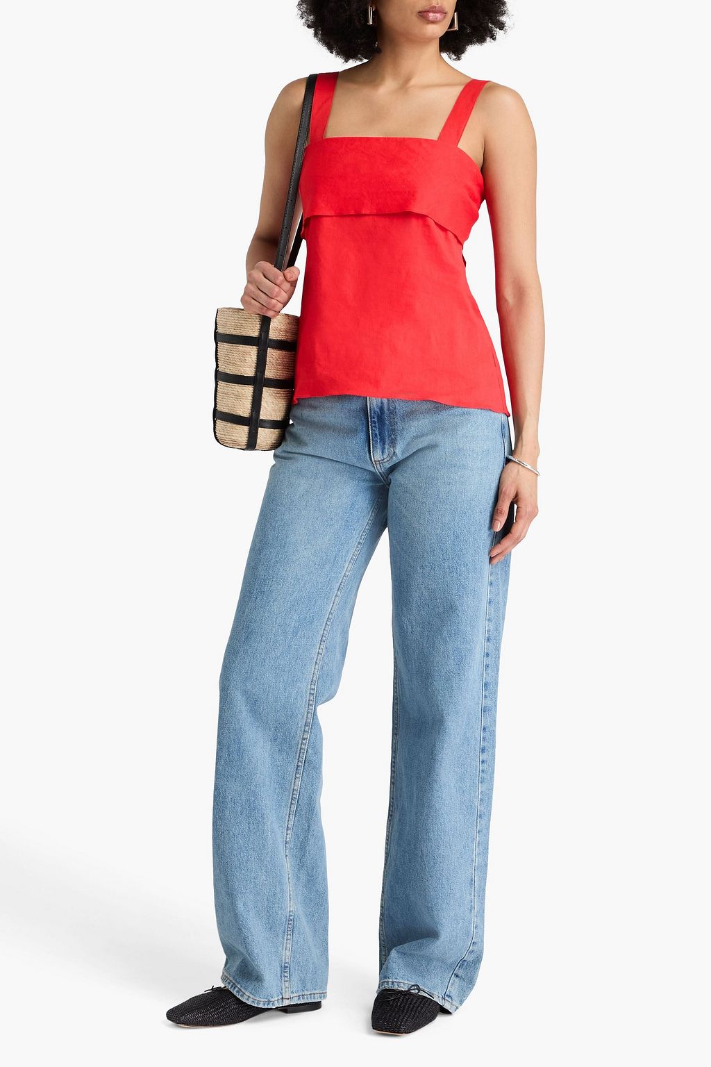 THEORY Linen-blend top