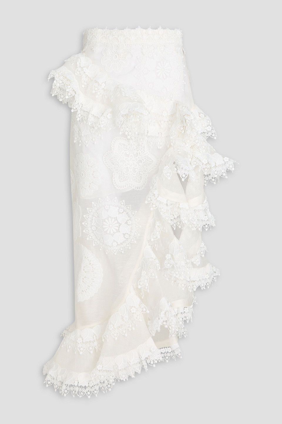 Zimmermann Asymmetric Linen And Silk-blend Maxi Skirt In White
