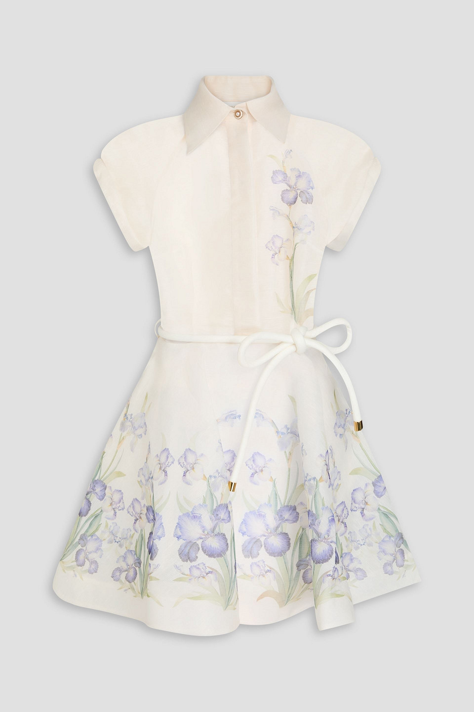 Zimmermann Floral-print Linen And Silk-blend Organza Mini Shirt Dress