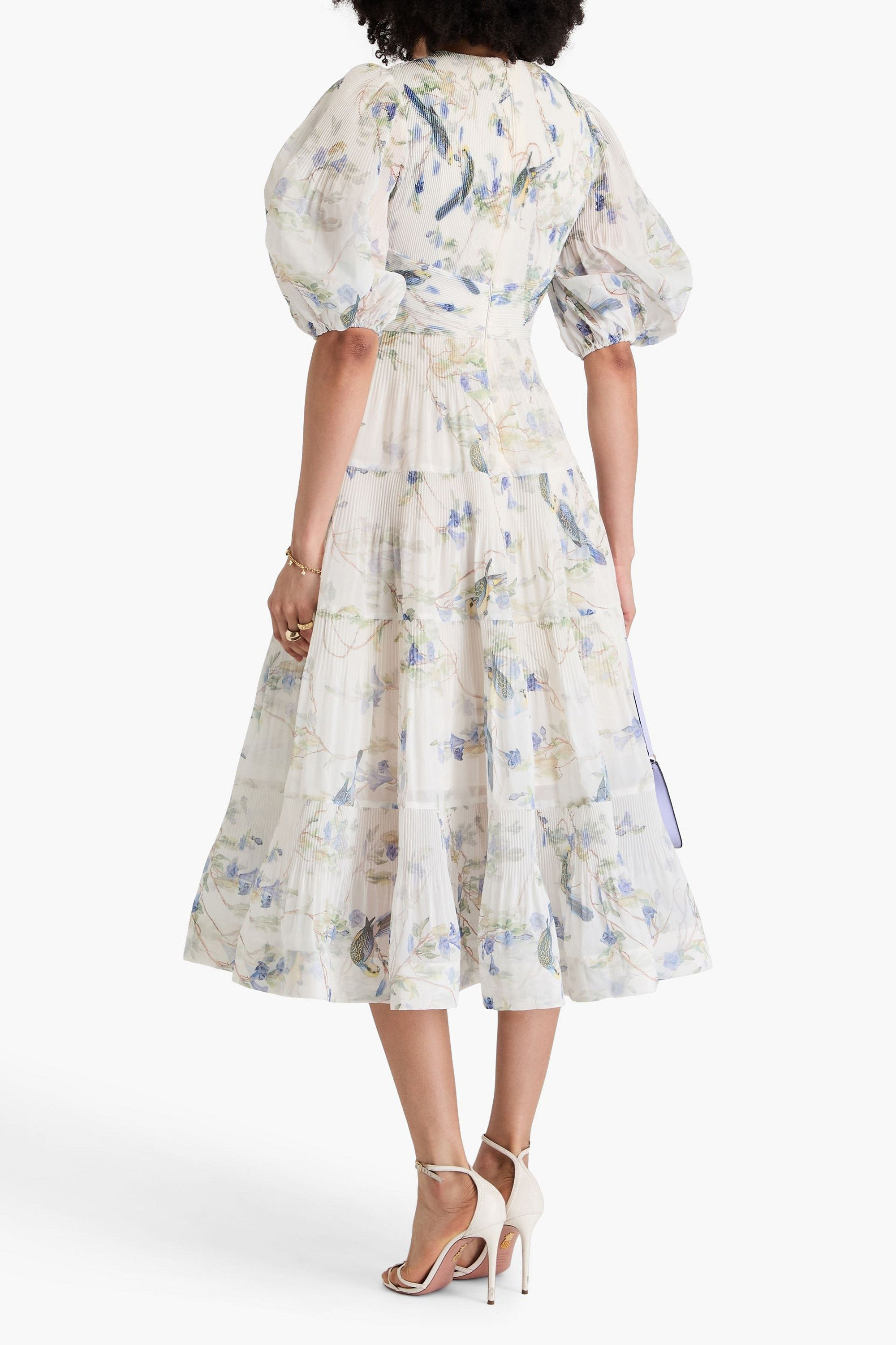 Zimmermann Tiered printed plissé-organza midi dress