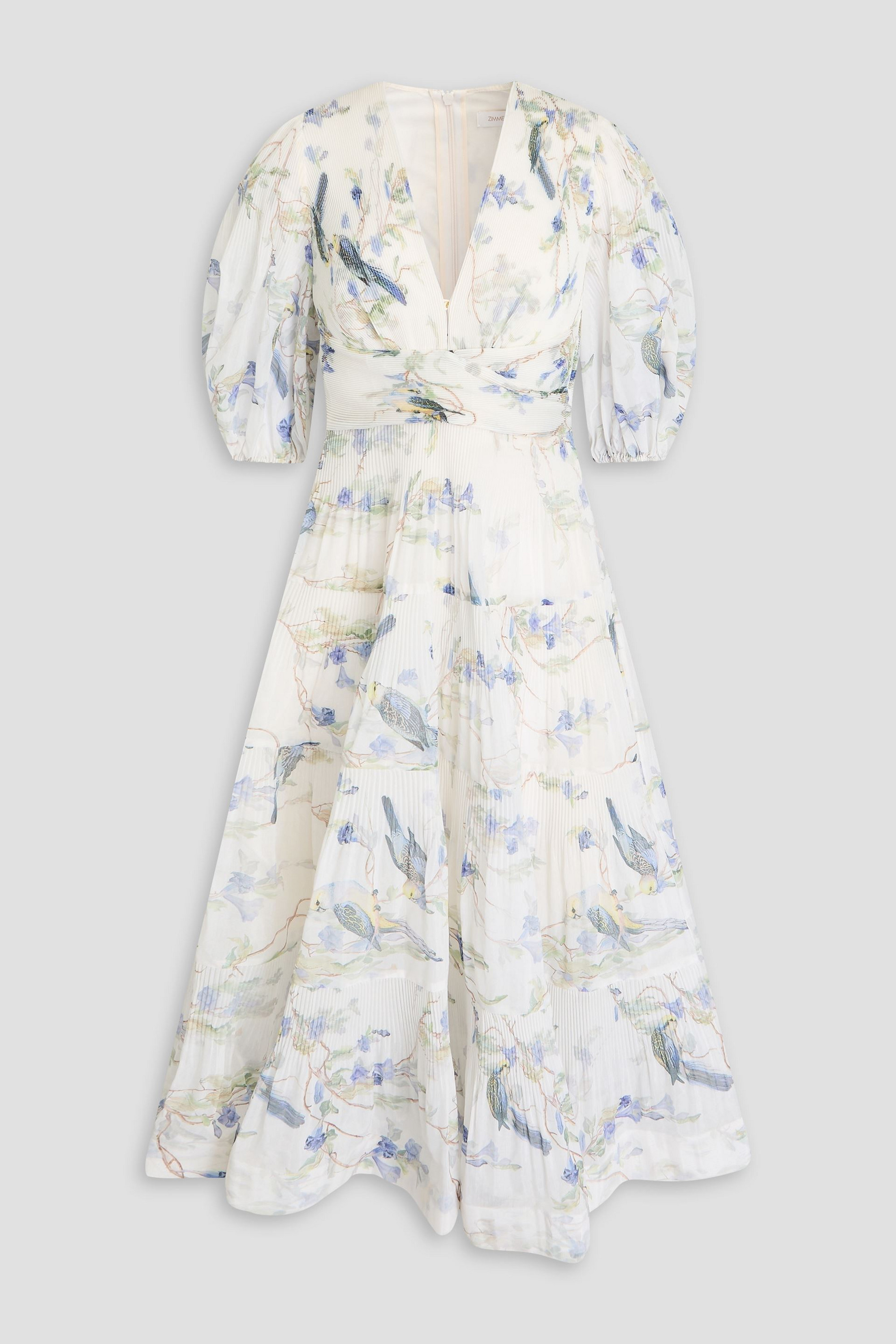 Zimmermann Tiered printed plissé-organza midi dress