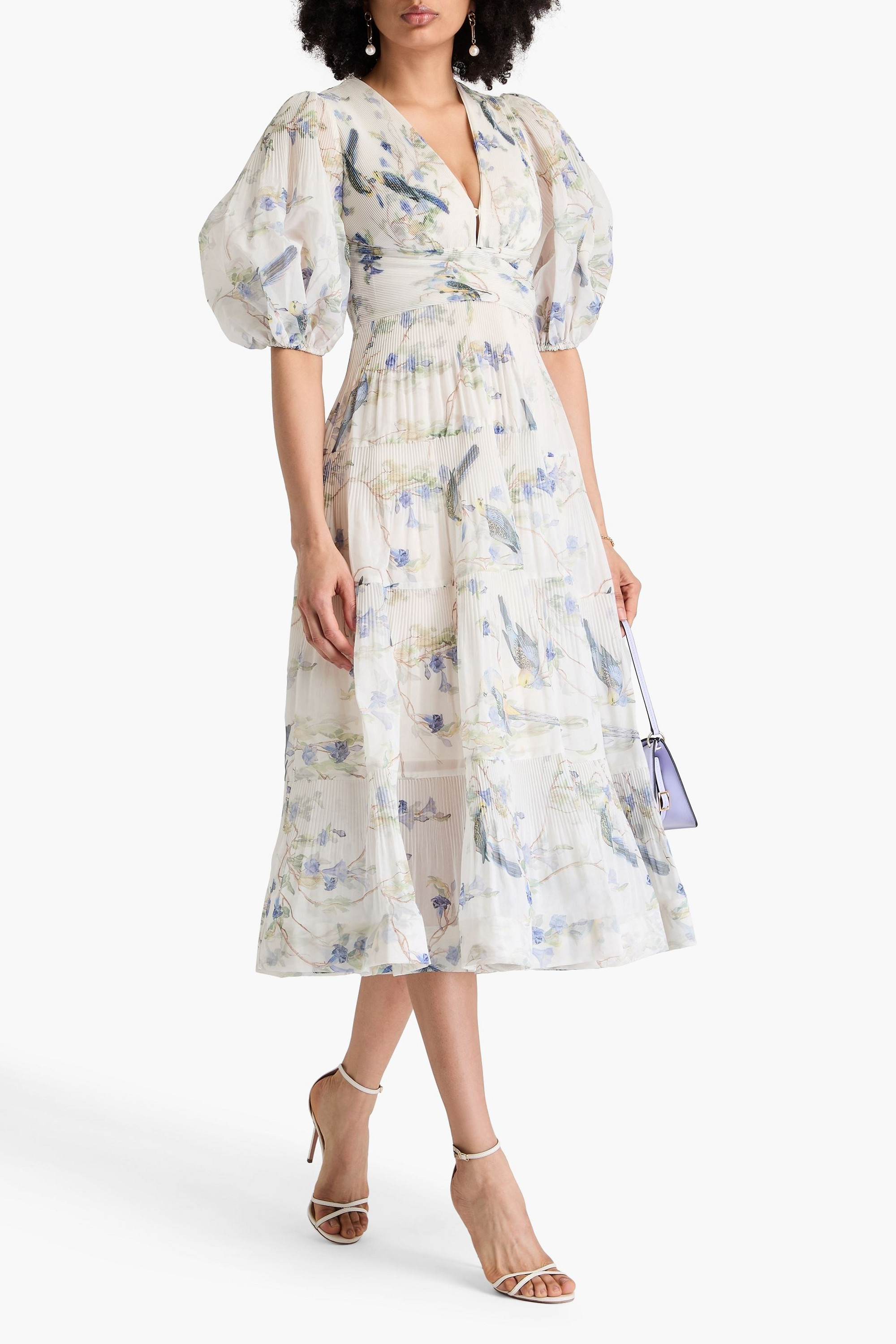 Zimmermann Tiered printed plissé-organza midi dress