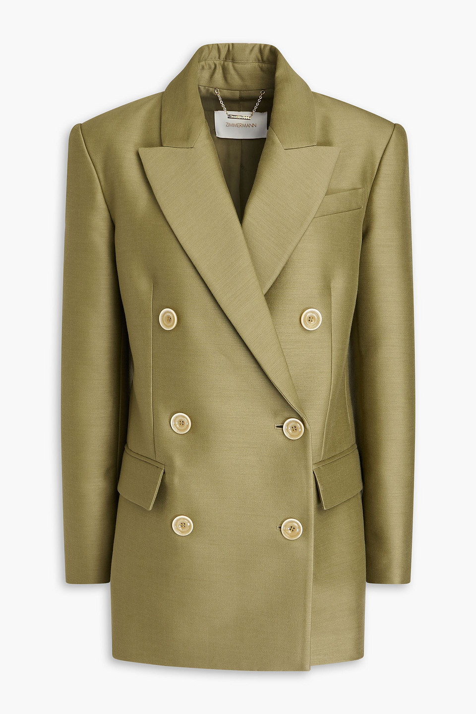 Zimmermann Double-breasted Wool And Silk-blend Blazer