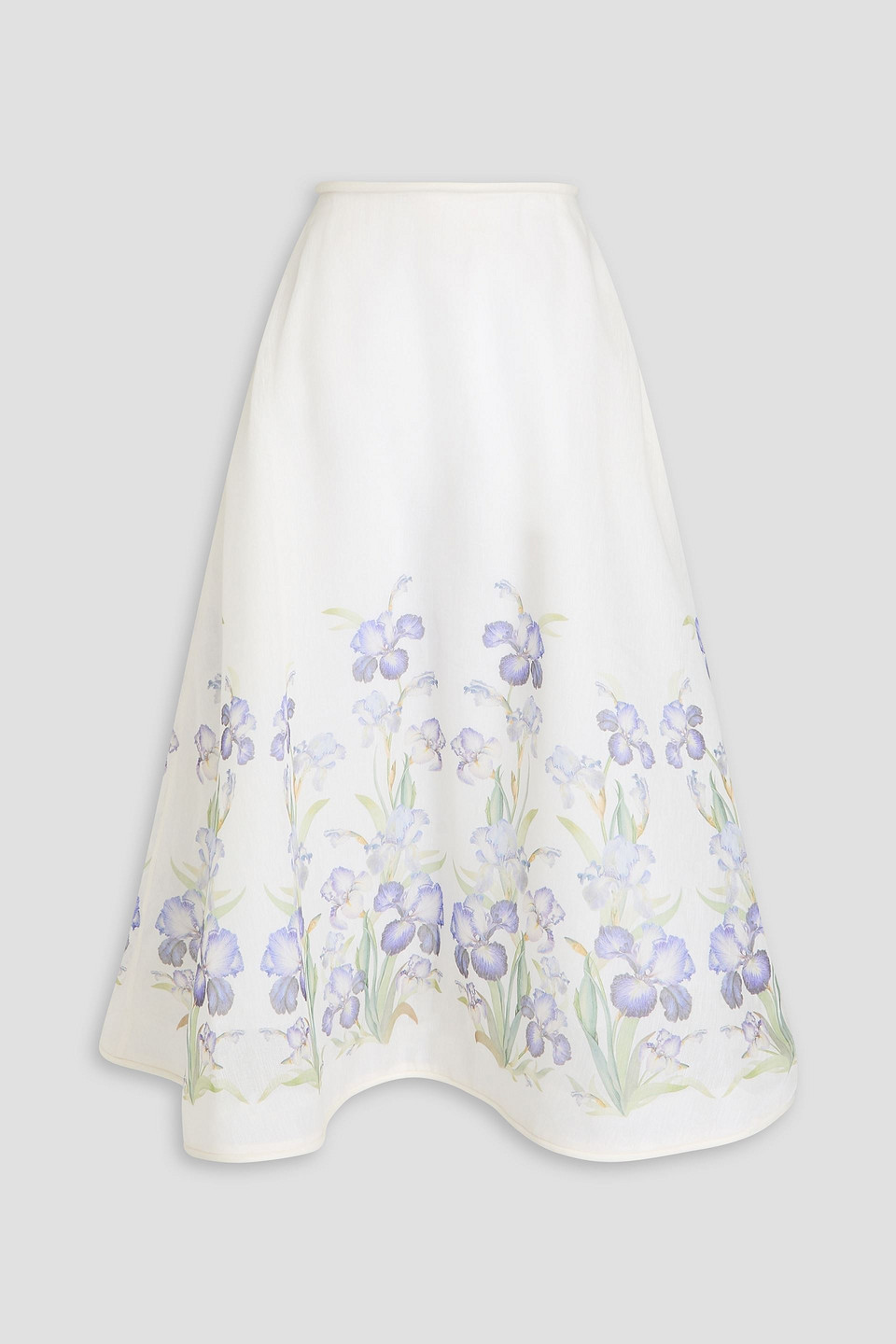 Zimmermann Floral-print Linen And Silk-blend Organza Maxi Skirt In White