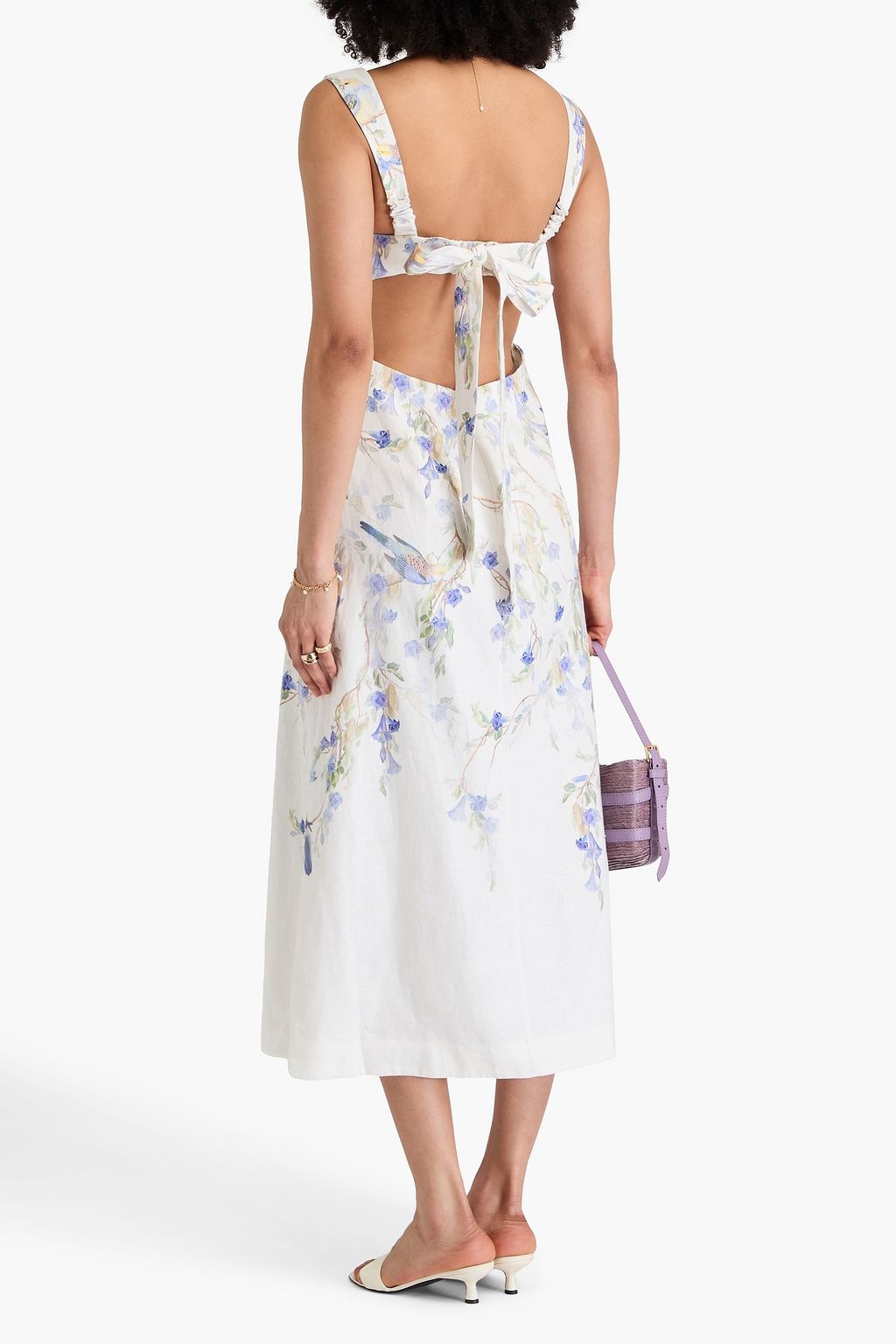 ZIMMERMANN Cutout floral-print linen midi dress