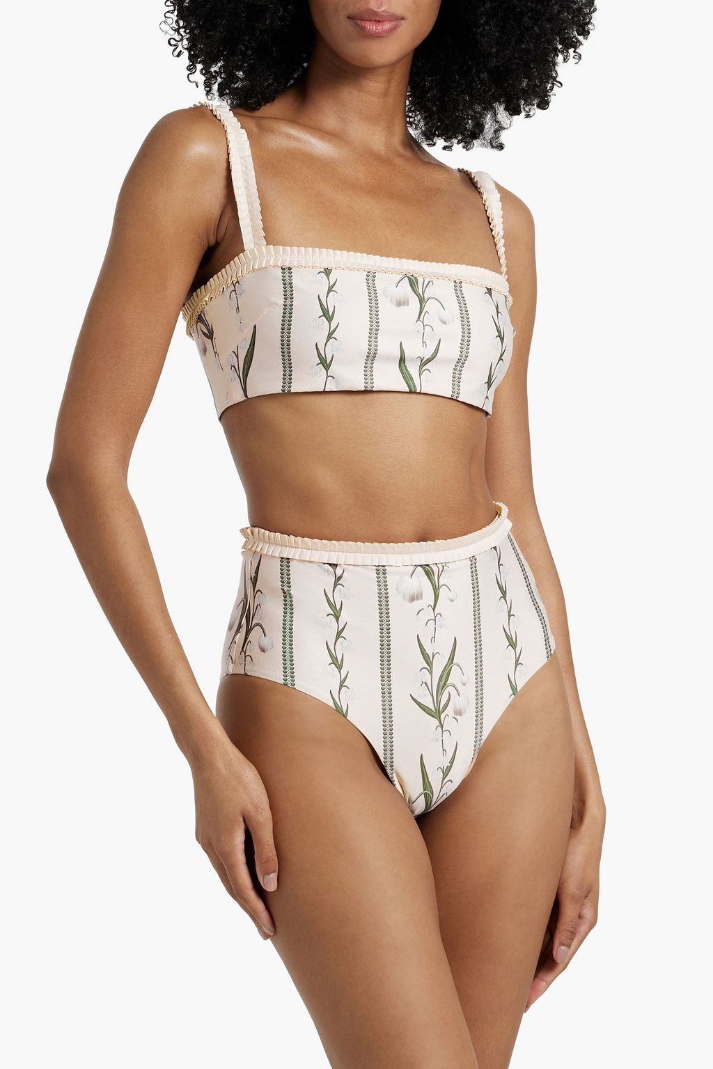 AGUA BY AGUA BENDITA Nopal Perla ruffled floral-print bikini briefs