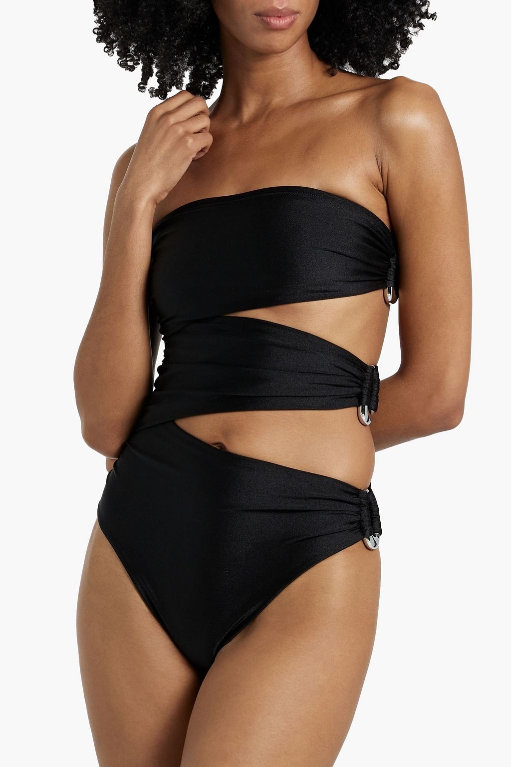 SIMKHAI Esmeralda embellished cutout bandeau swimsuit
