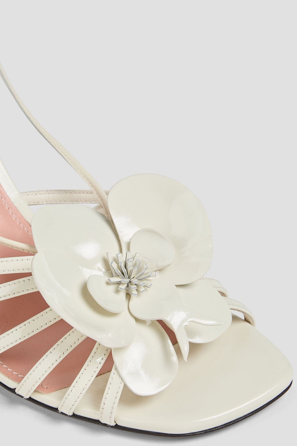 ZIMMERMANN Floral-appliquéd patent-leather wedge sandals
