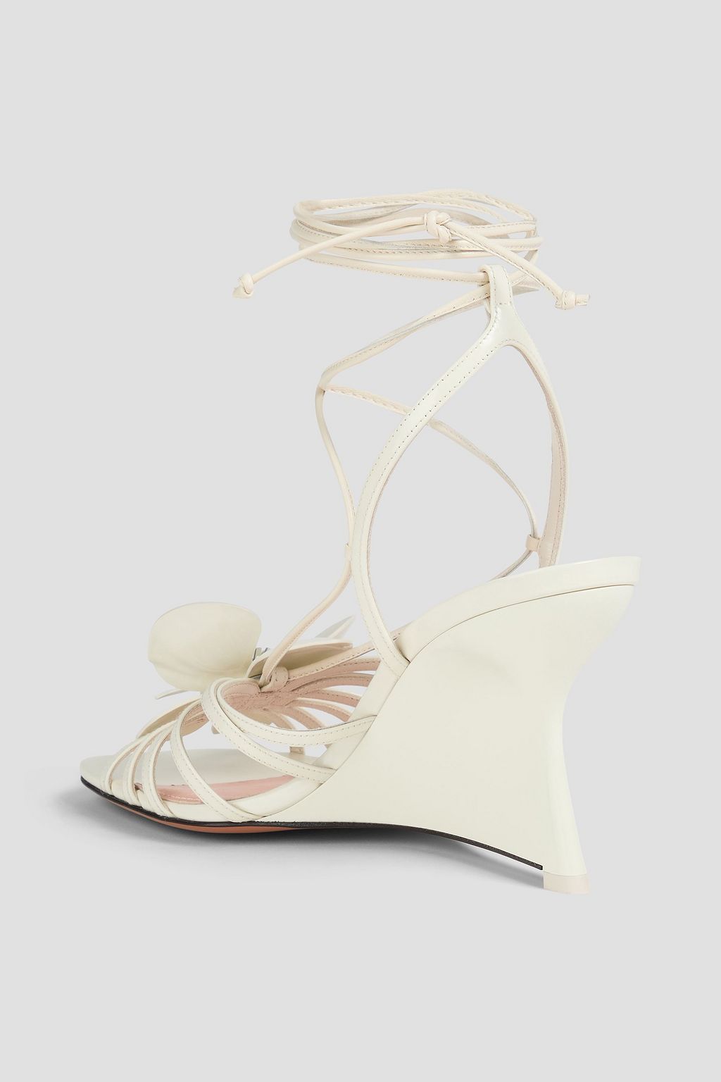 ZIMMERMANN Floral-appliquéd patent-leather wedge sandals