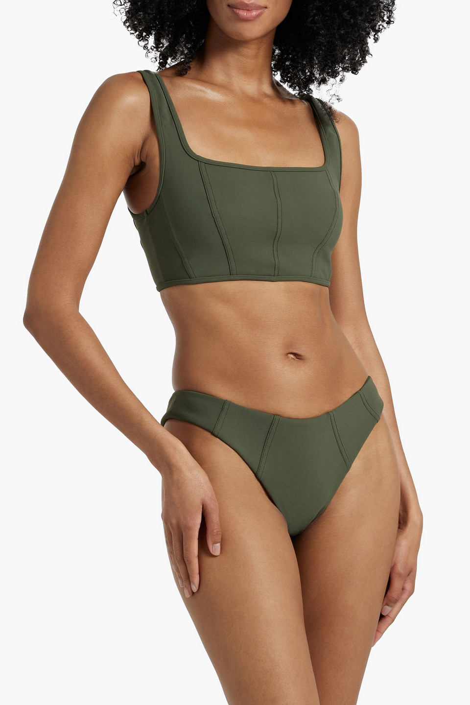 Simkhai Zeke Bustier Bikini Top Army L