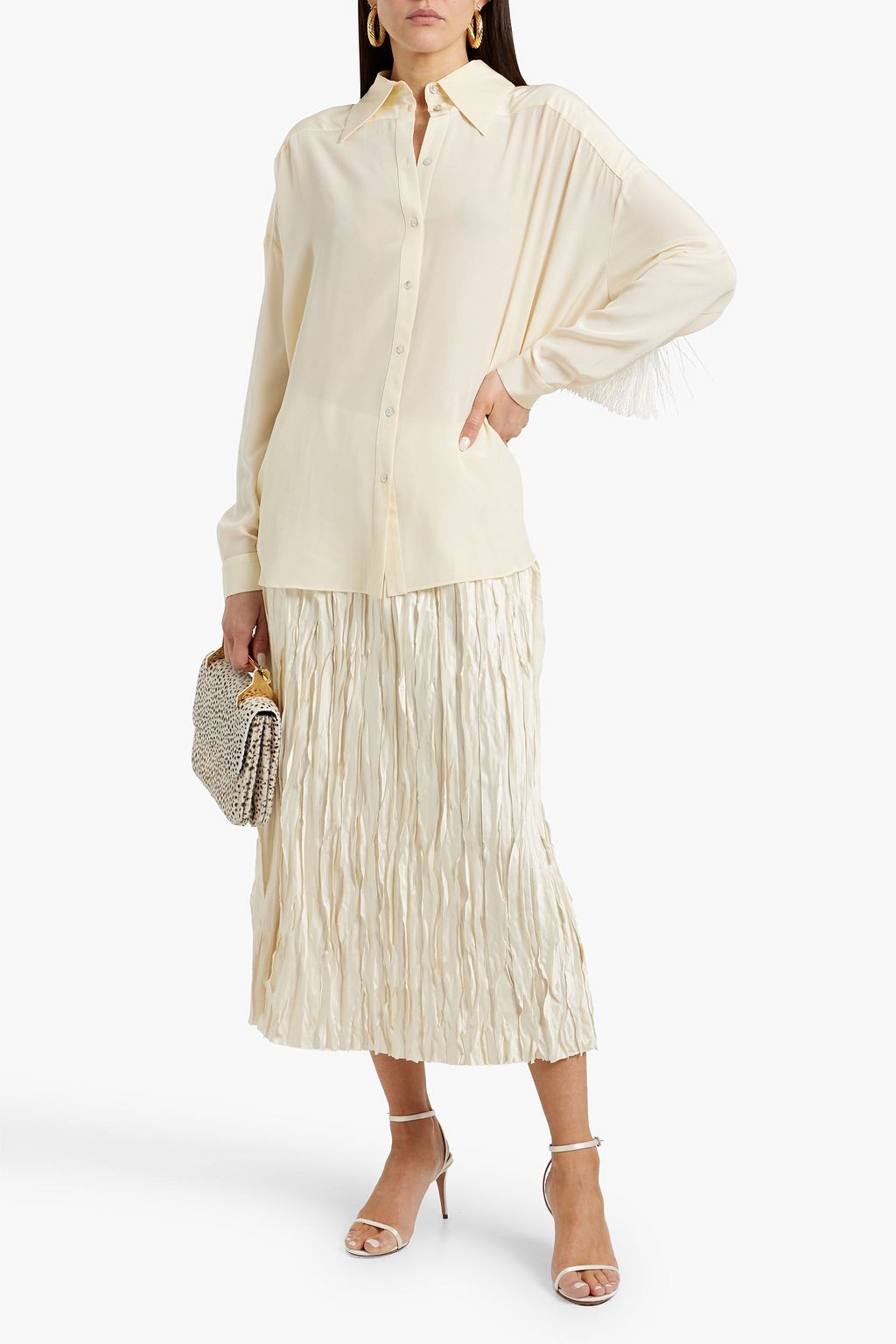 MAGDA BUTRYM Vegas fringed silk crepe de chine shirt