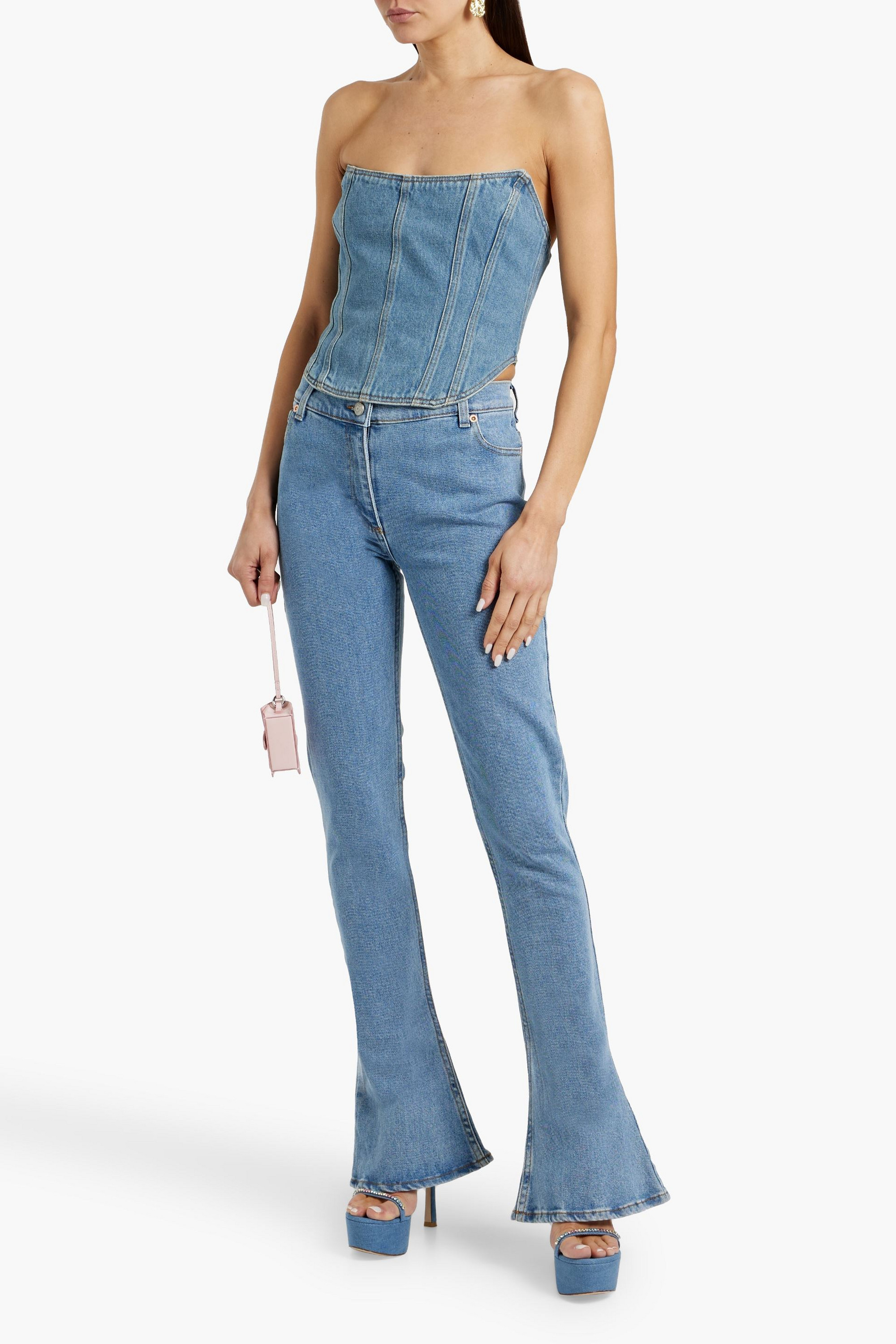 Magda Butrym Strapless denim bustier top