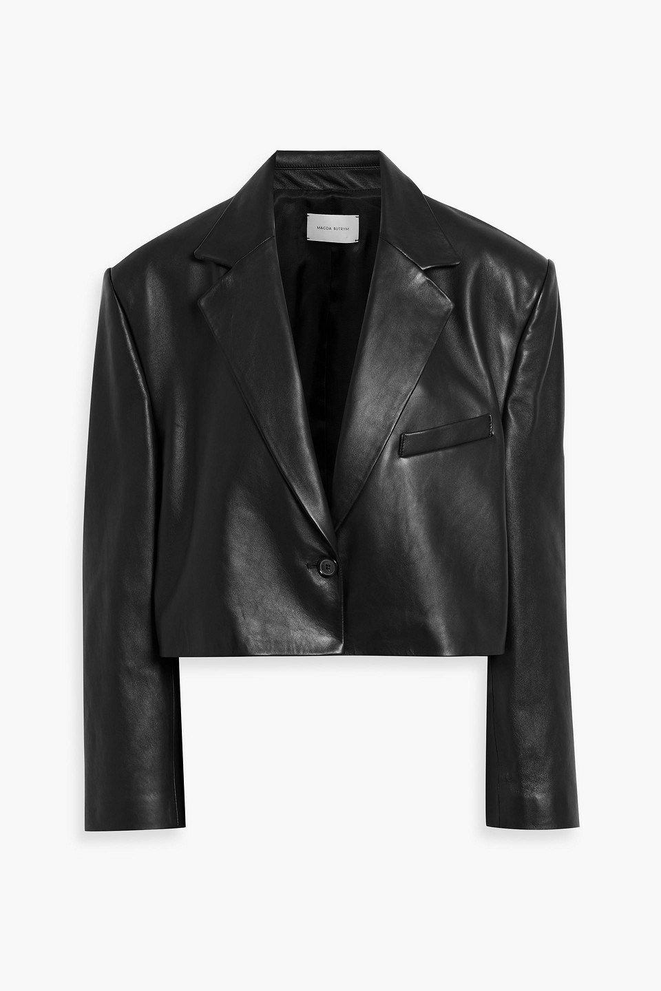 Magda Butrym Cropped Leather Blazer In Black