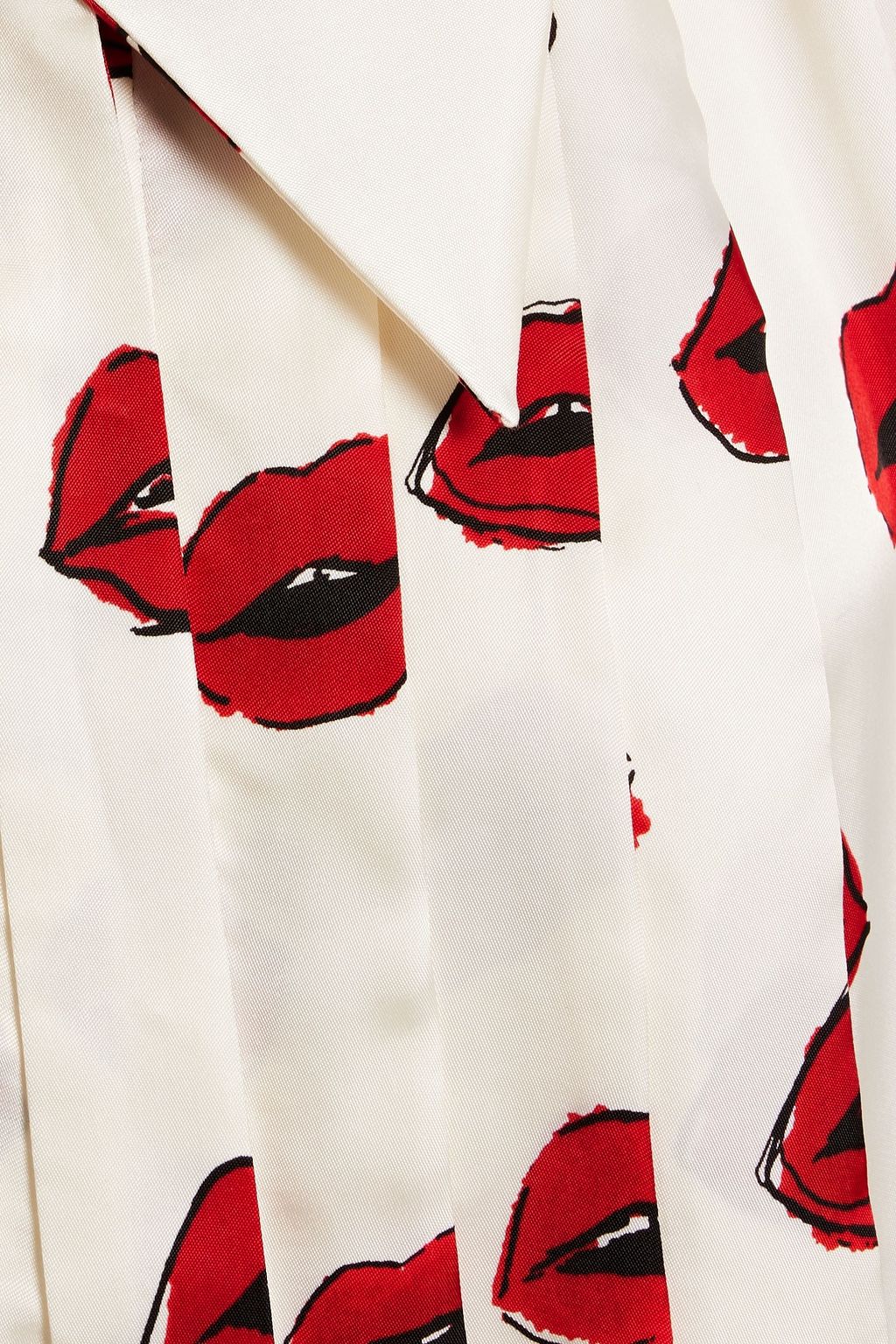 KHAITE Helli pleated printed satin-twill midi shirt dress