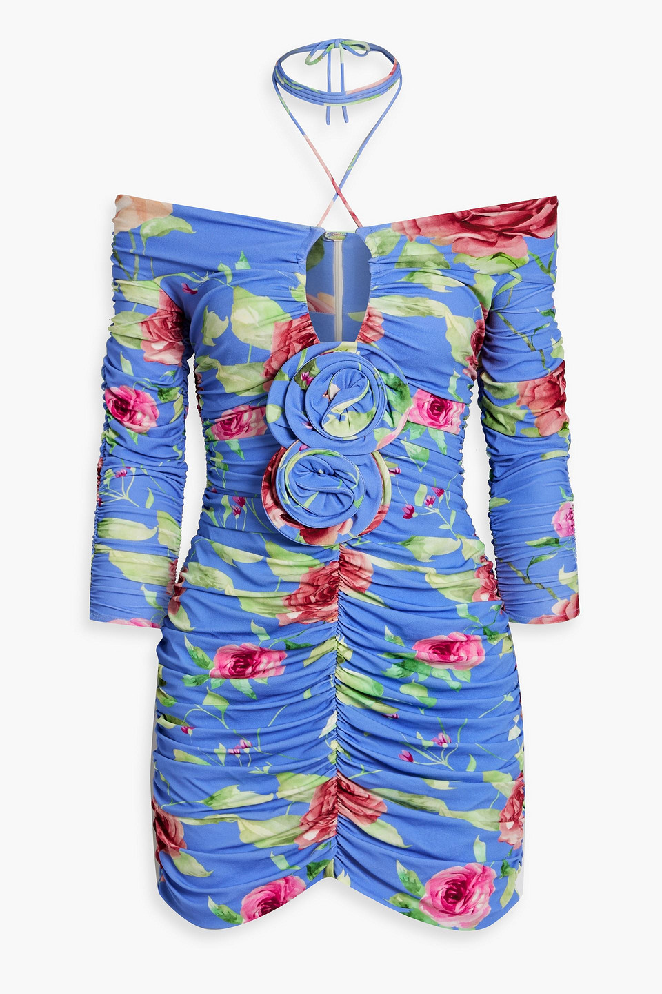 Magda Butrym Ruched Floral-print Stretch-crepe Mini Dress