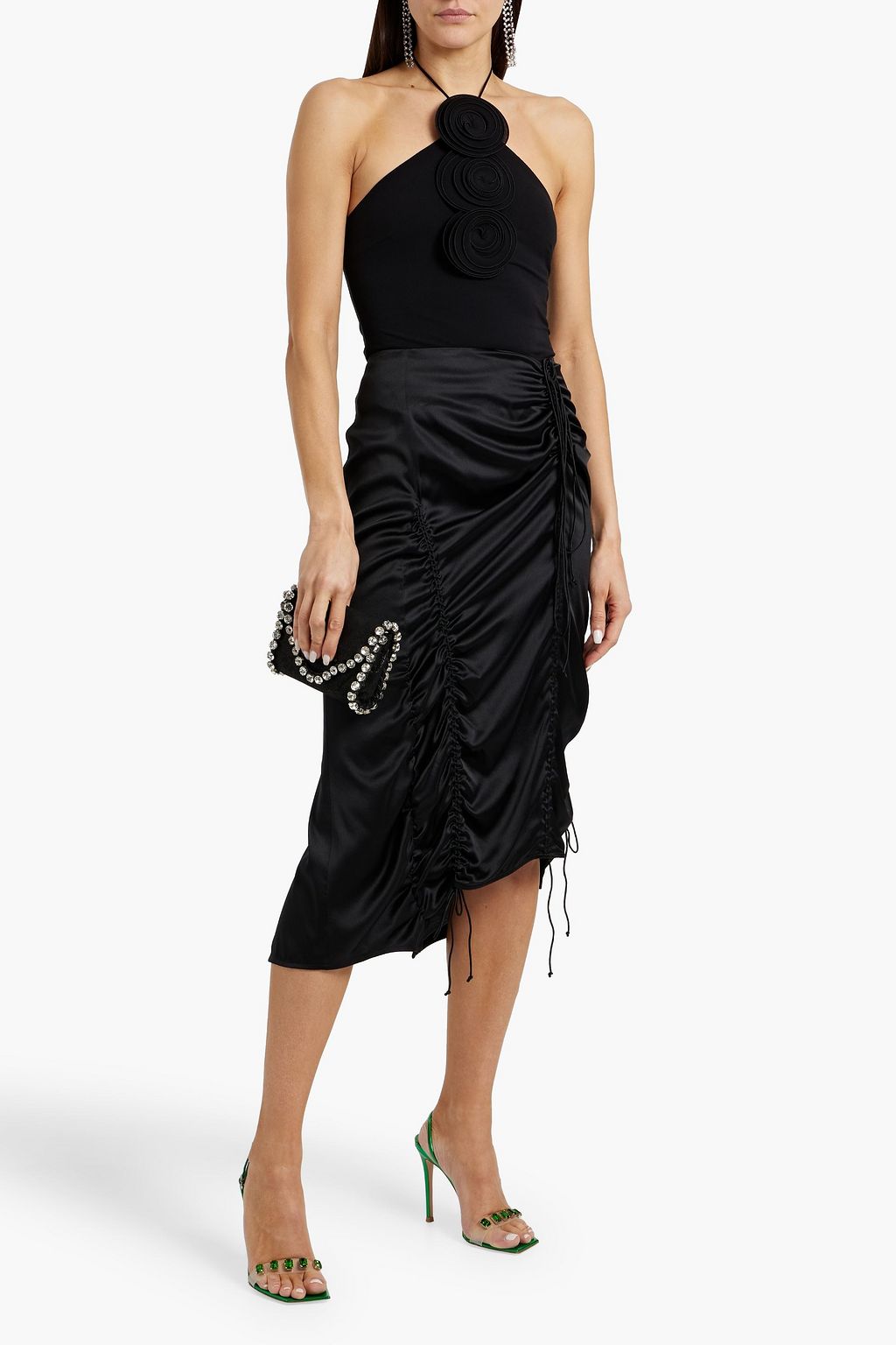 MAGDA BUTRYM Floral-appliquéd stretch-jersey halterneck top