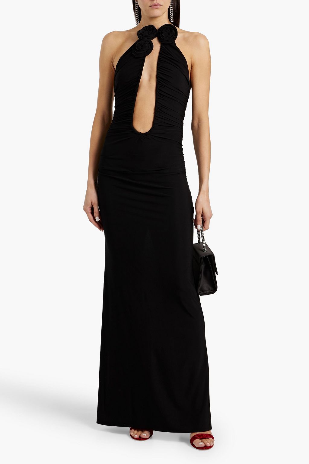 MAGDA BUTRYM Strapless floral-appliquéd cutout stretch-jersey gown
