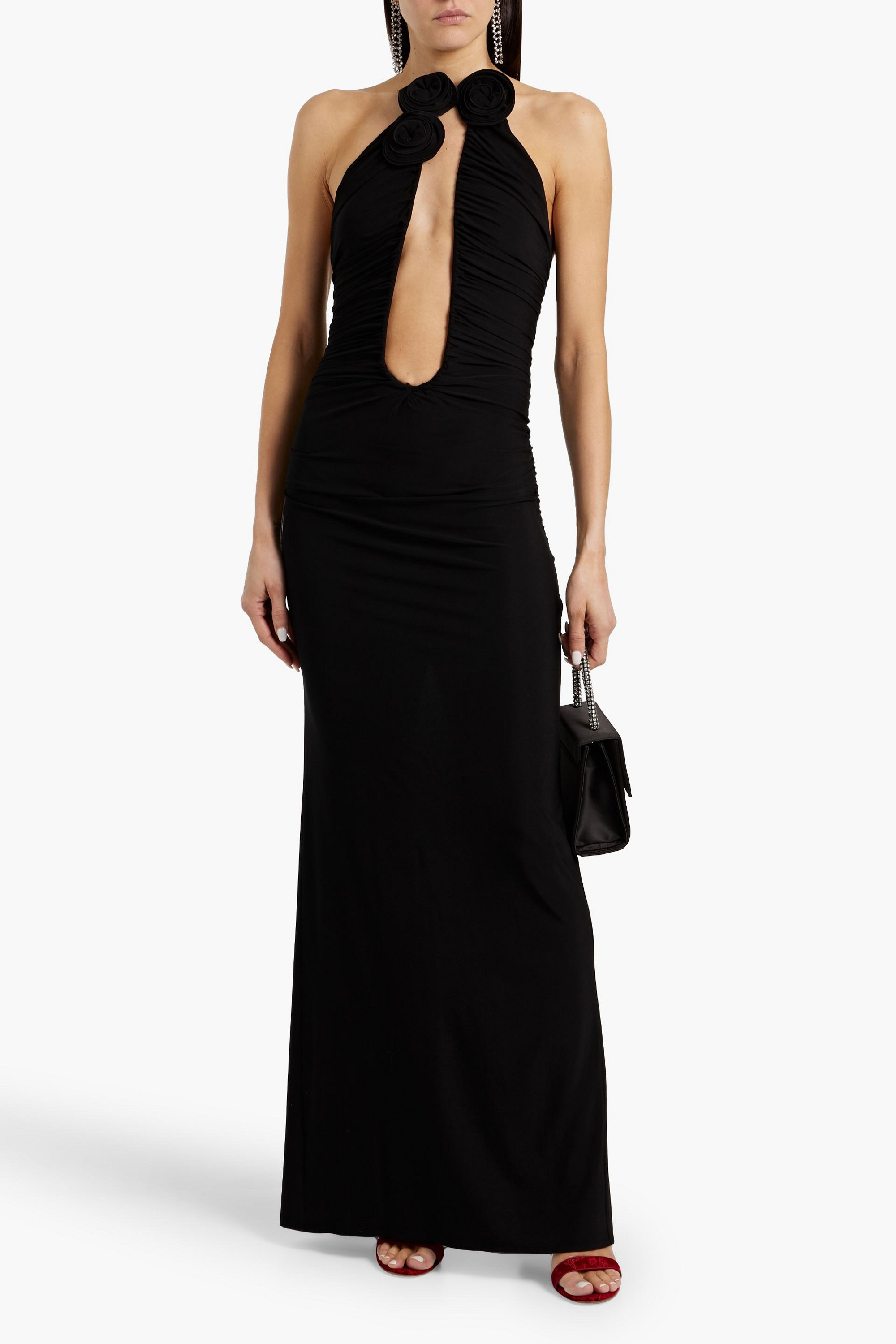 Magda Butrym Strapless floral-appliquéd cutout stretch-jersey gown
