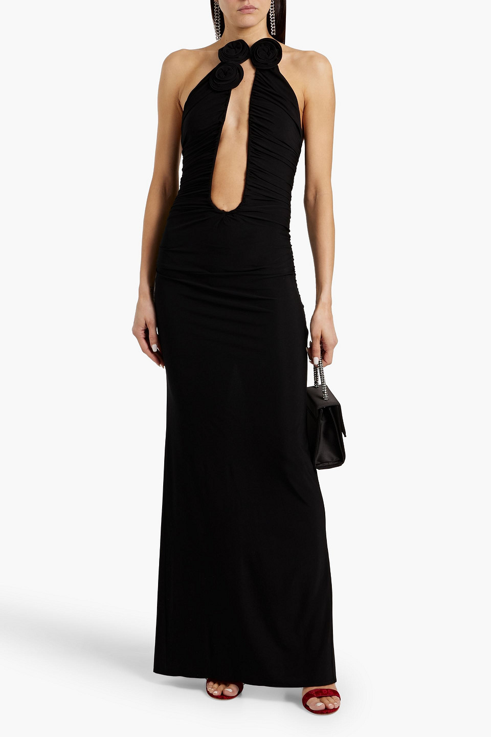 Magda Butrym Strapless Floral-appliquéd Cutout Stretch-jersey Gown