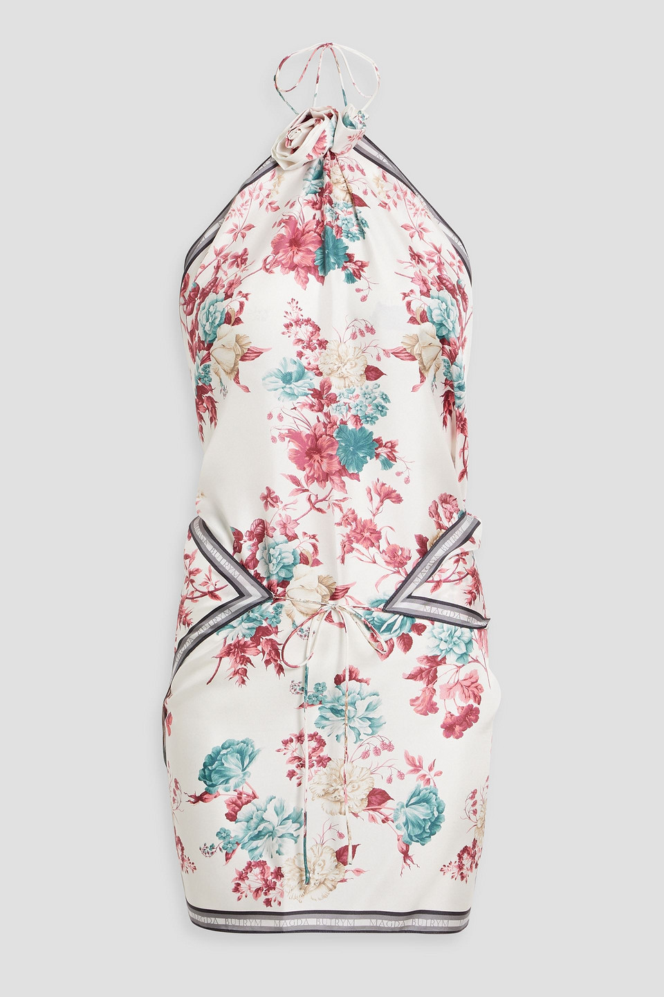Magda Butrym Printed Silk-twill Halterneck Mini Dress