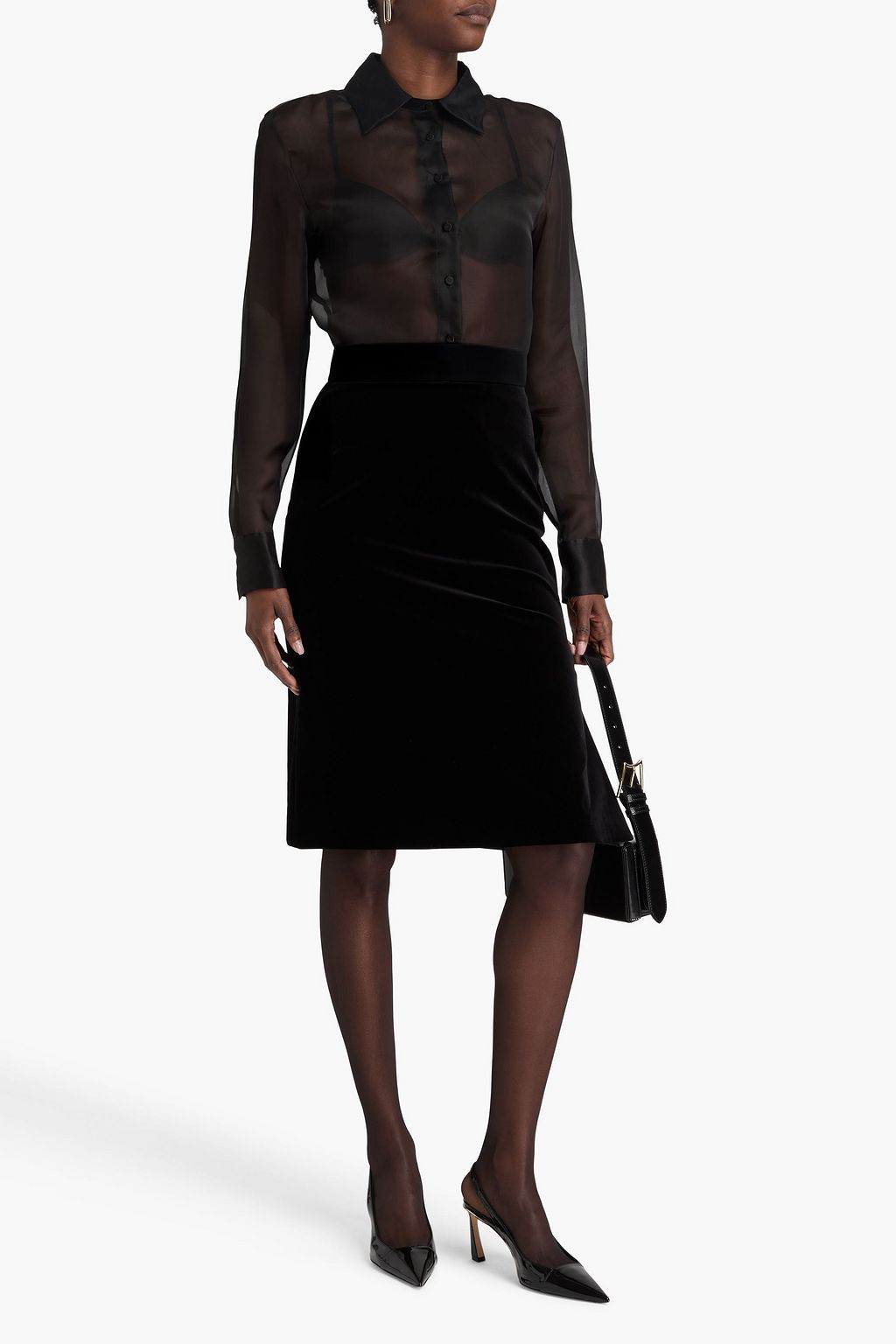 MAX MARA Capo cotton-blend velvet skirt
