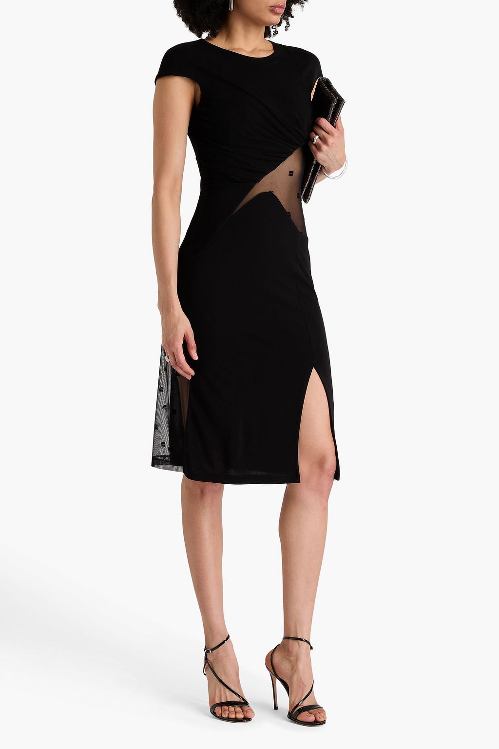 GIVENCHY Beflocktes Kleid aus Stretch-Tüll und Crêpe