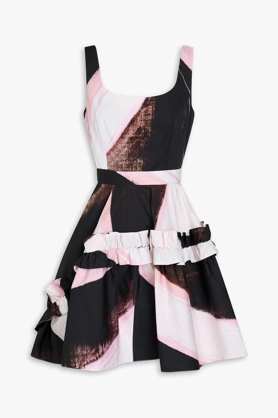 Alexander Mcqueen Ruffled Printed Cotton Mini Dress