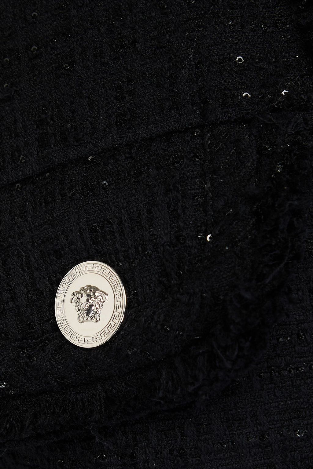 VERSACE Sequin-embellished cotton-blend bouclé-tweed jacket