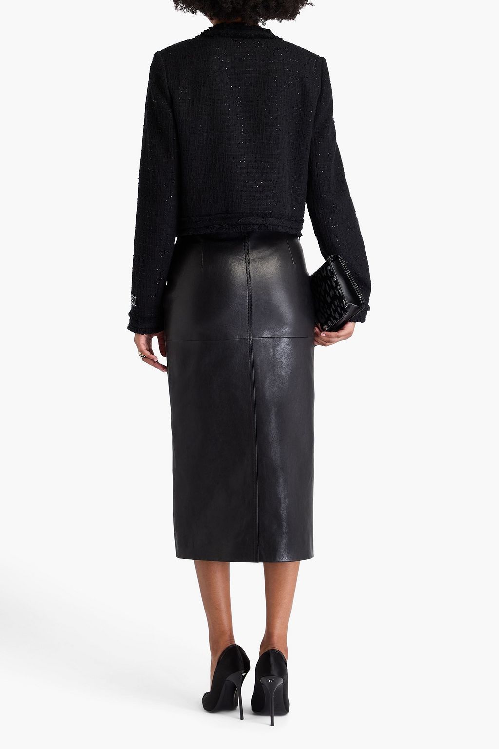 VERSACE Sequin-embellished cotton-blend bouclé-tweed jacket