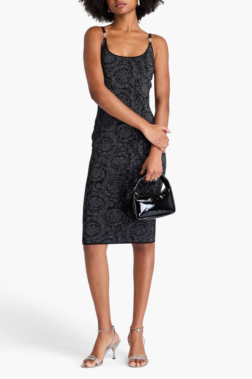VERSACE ジャカードニット ワンピース メタリック