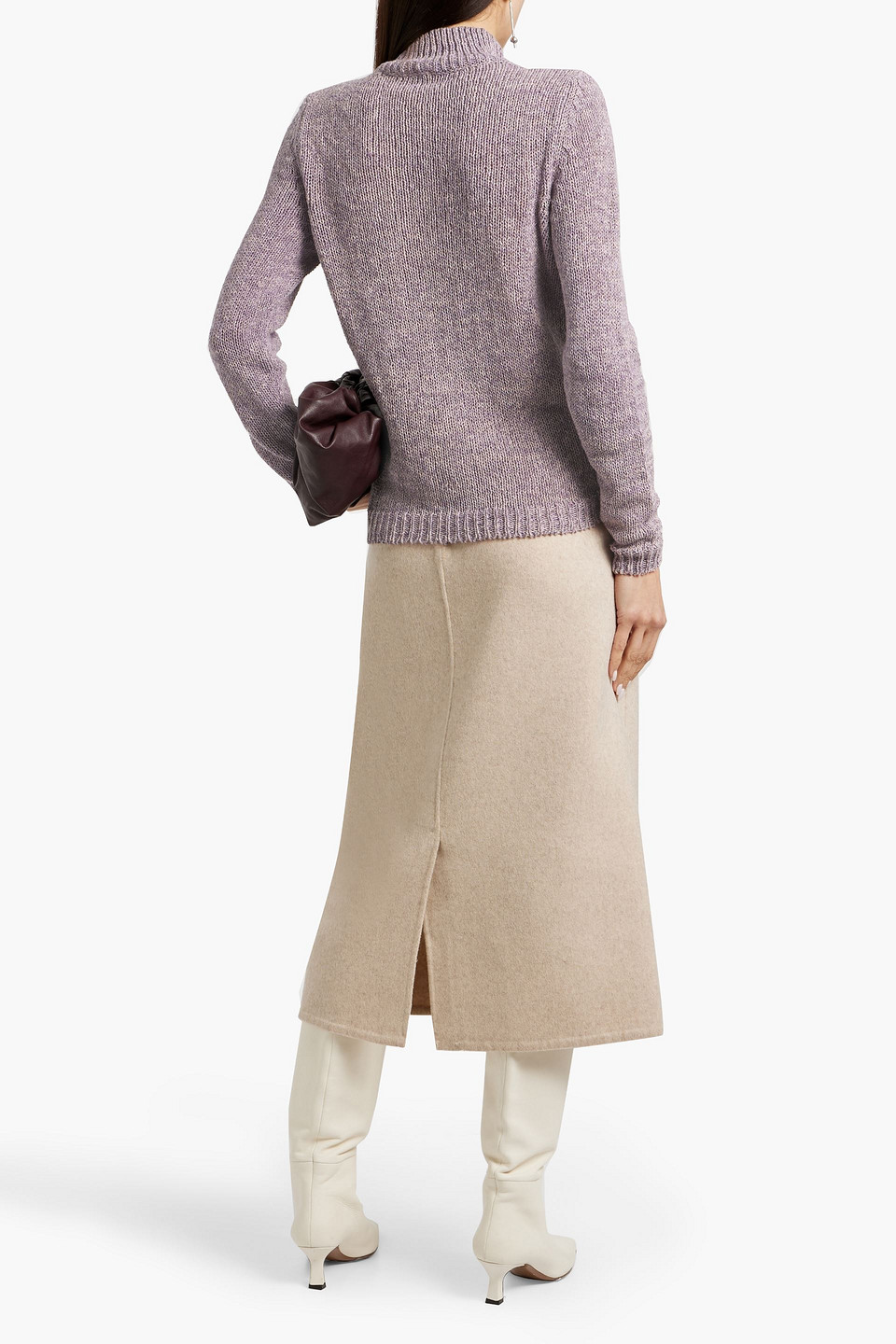 Totême Linen, Cotton And Silk-blend Turtleneck Sweater In Gray
