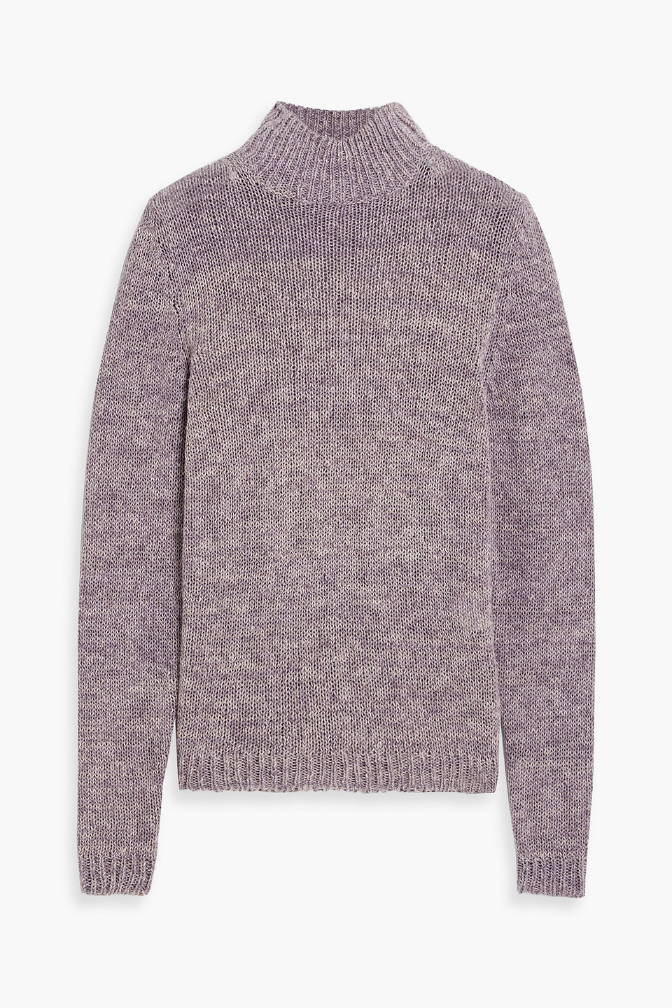 Totême Linen, Cotton And Silk-blend Turtleneck Sweater In Purple