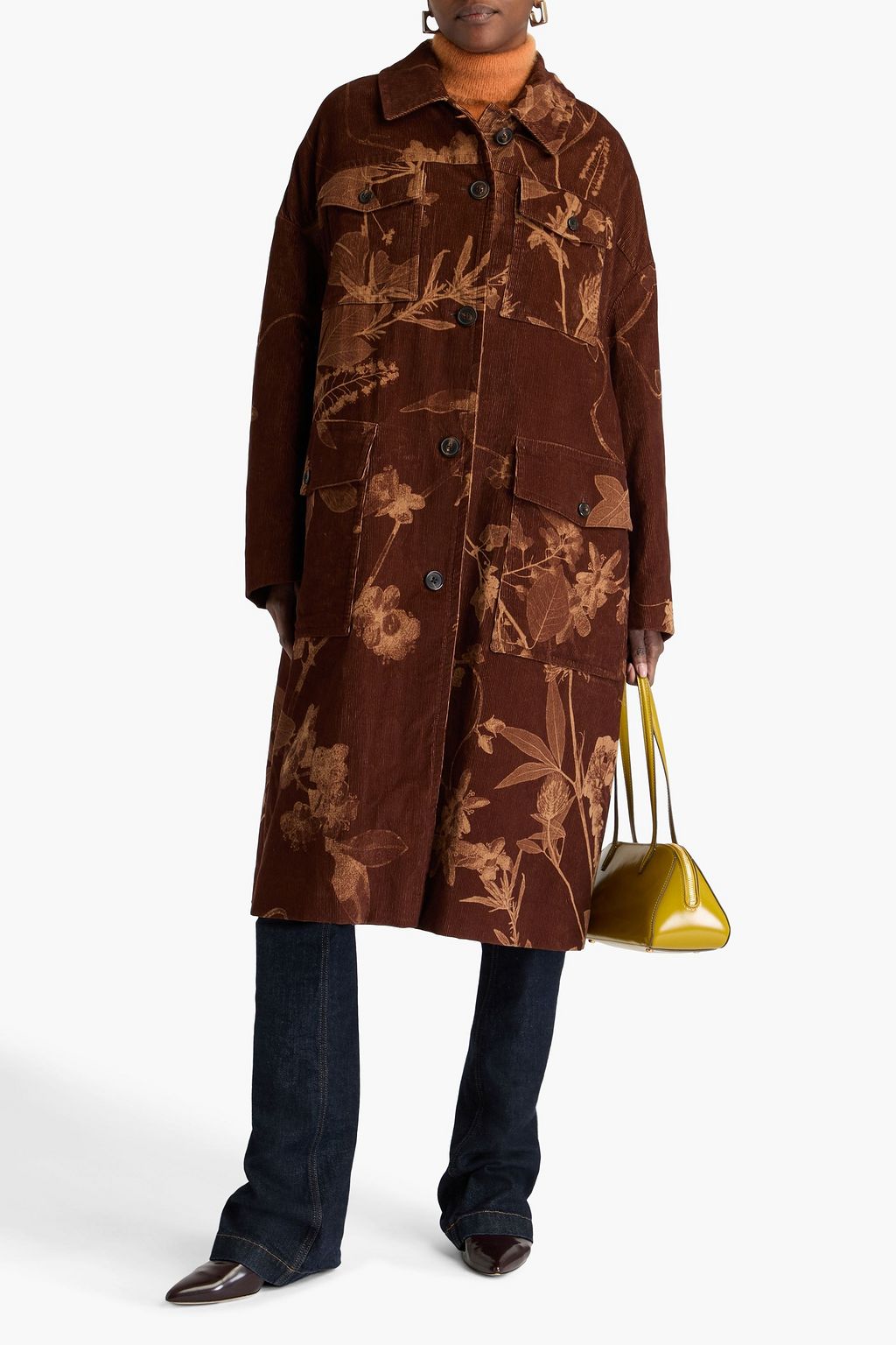 DRIES VAN NOTEN コットンコーデュロイ コート フローラルプリント
