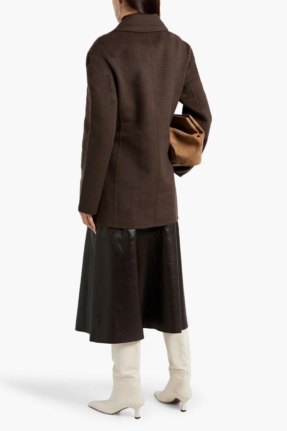 Totême Double-breasted Wool-felt Coat In Black