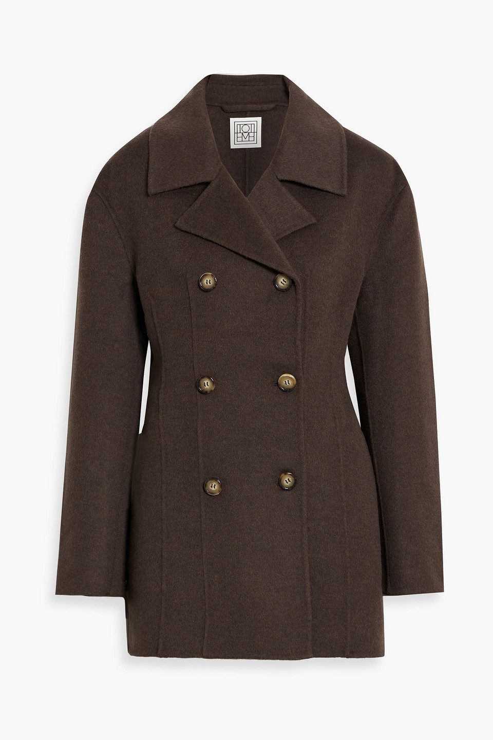 Totême Double-breasted Wool-felt Coat In Black