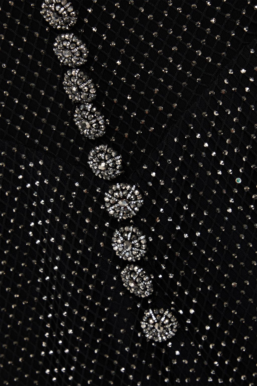 SELF-PORTRAIT Midikleid aus Netzmaterial mit Kristallverzierung