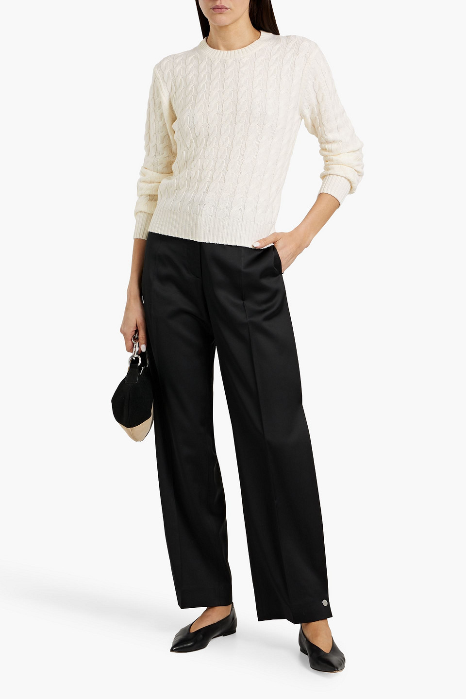 Totême Cable-knit Wool Sweater In White