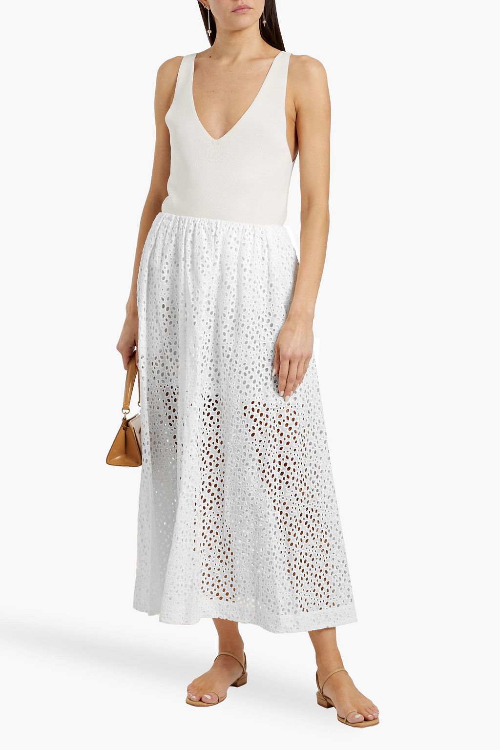 TOTEME Broderie anglaise cotton midi skirt