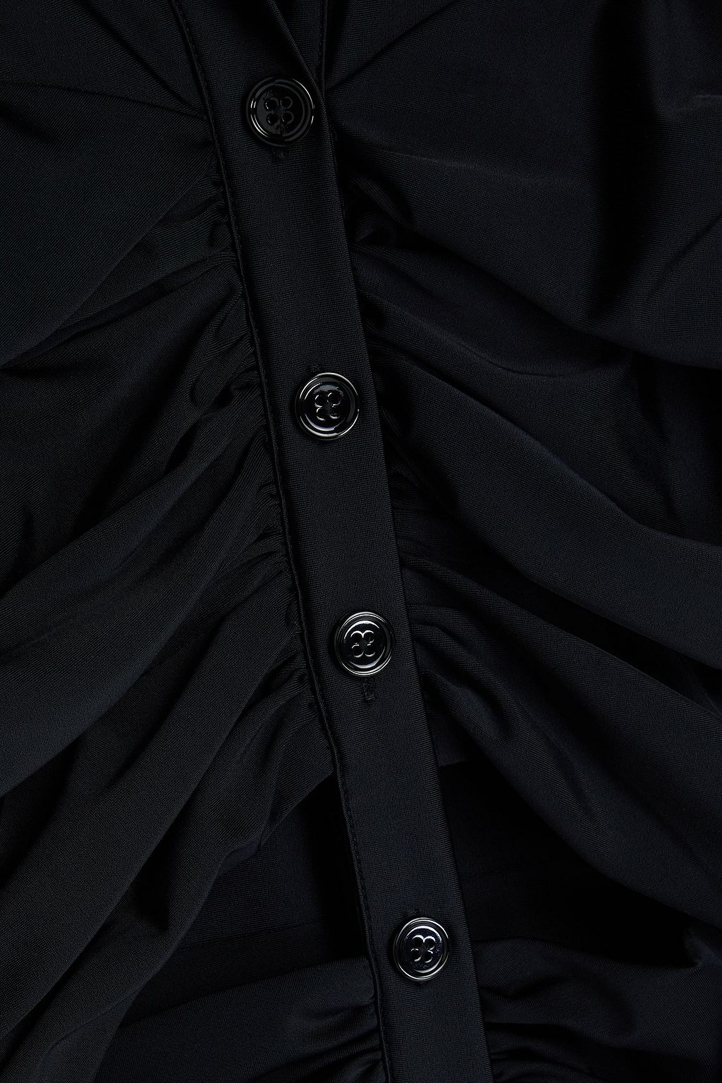 SELF-PORTRAIT Ruched cutout stretch-jersey midi shirt dress