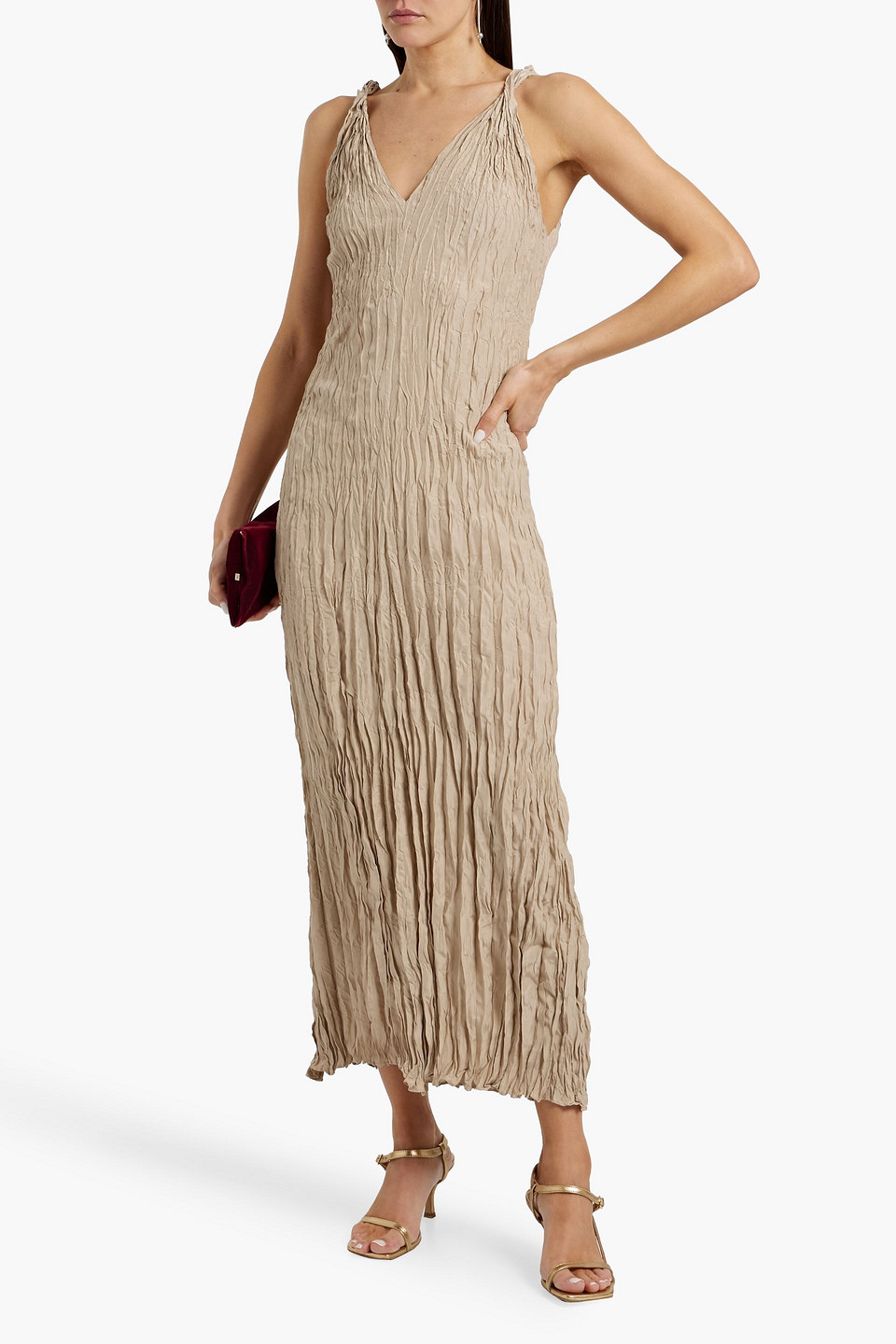 Totême Crinkled Silk Maxi Dress