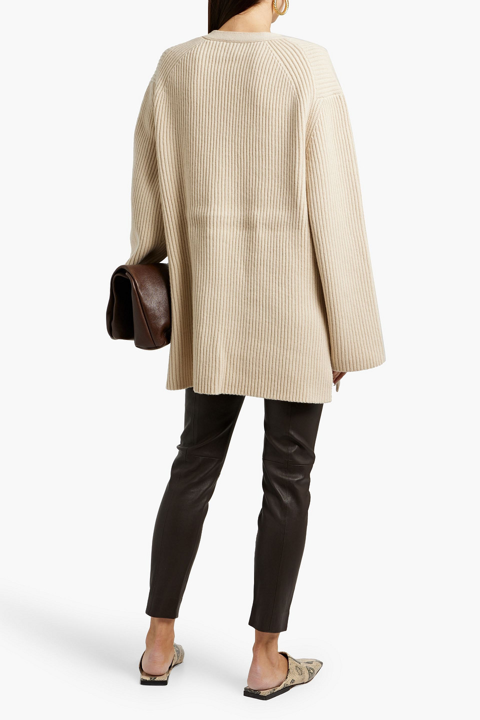 Totême Ribbed Wool Cardigan In Neutral