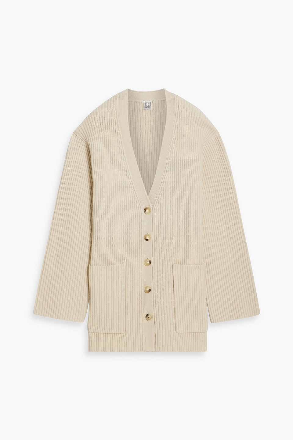 Totême Ribbed Wool Cardigan In Neutral