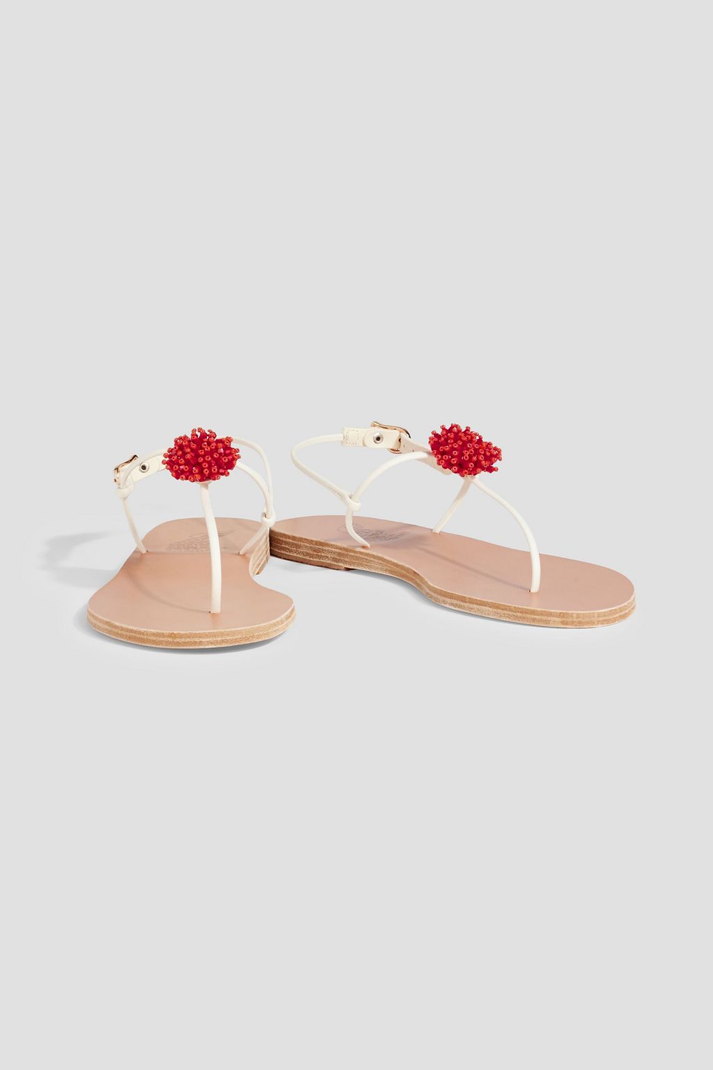 ANCIENT GREEK SANDALS صندل ديميترا كورال من الجلد مزين بالكريستال