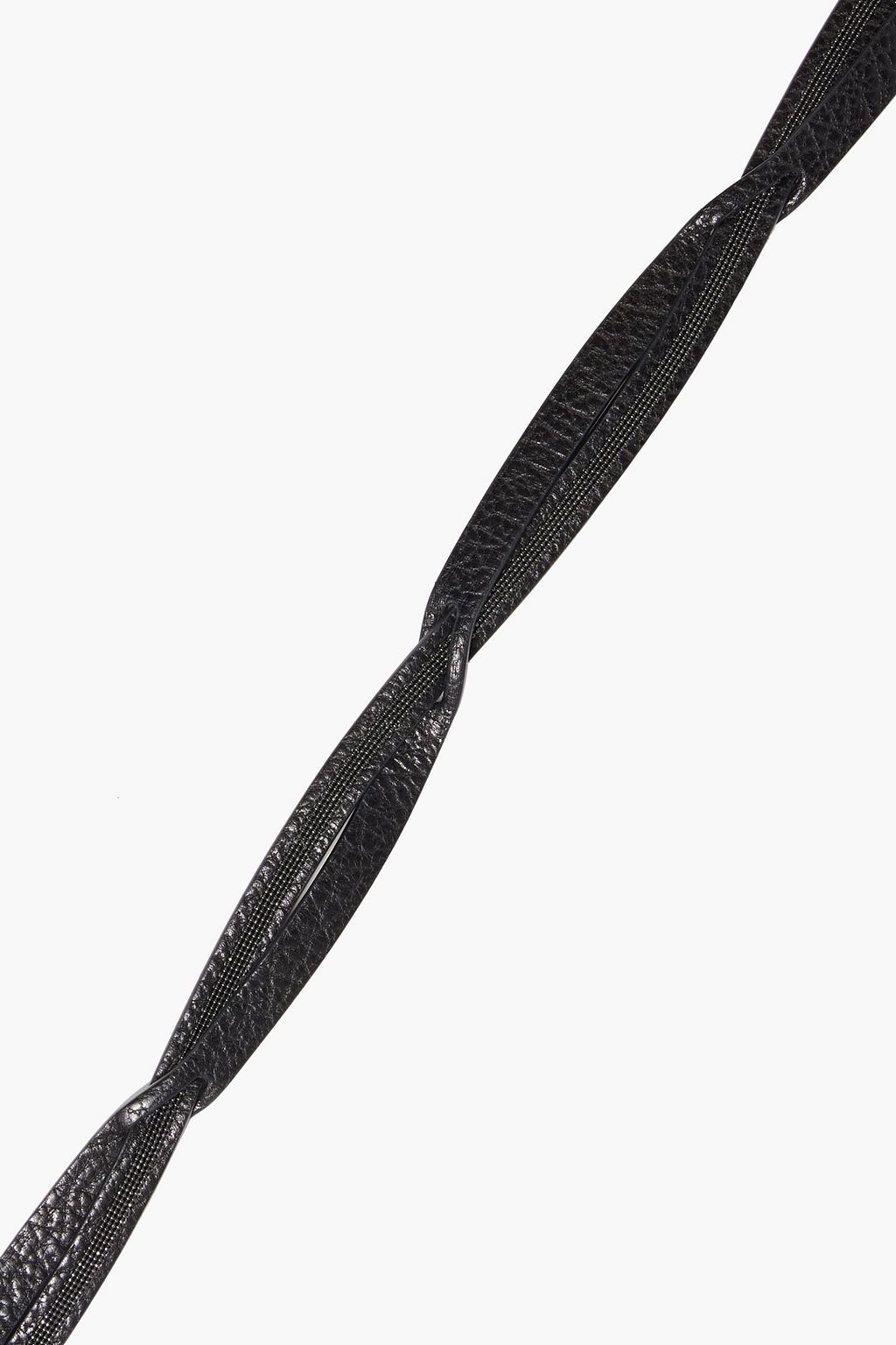 BRUNELLO CUCINELLI Bead-embellished pebbled-leather belt